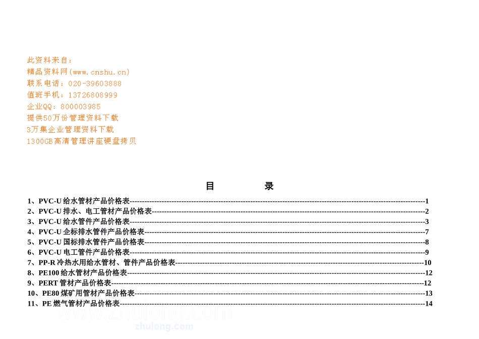 排水管件产品价格表_第1页