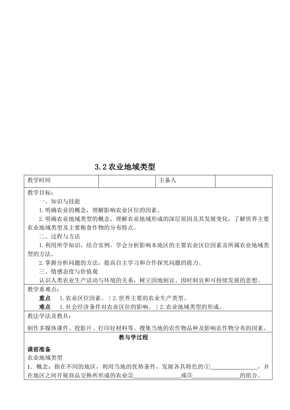 地理学--农业地域类型复习资料_第1页