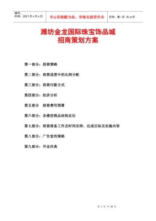 国际珠宝饰品城招商策划方案