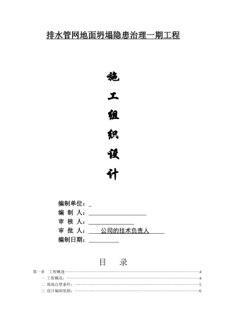 排水管网地面坍塌隐患治理一期工程施工组织设计(终版)