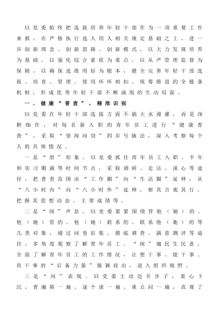 国企党建经验交流：“选育用管”全链条发力 为年轻干部打造成长矩阵