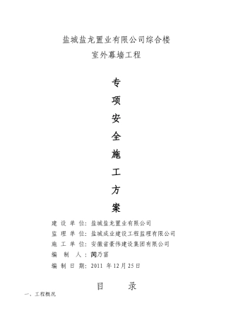 幕墙专项安全施工方案1