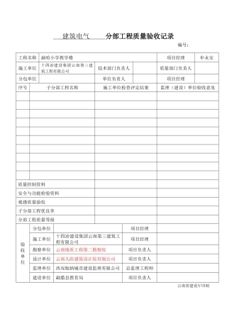建筑电气分项质量验收记录