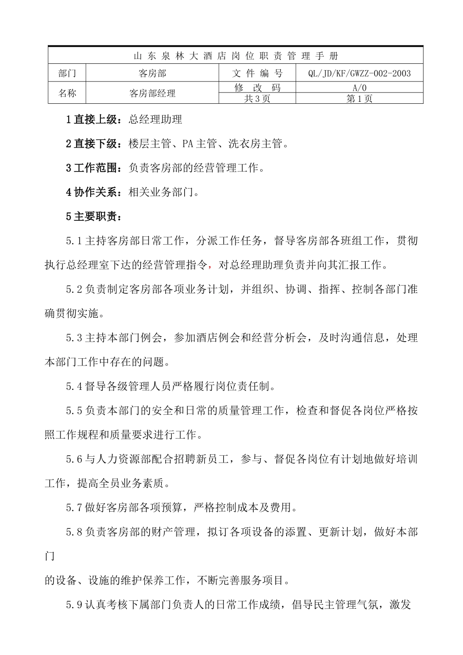 客房部岗位职责(定)_第3页