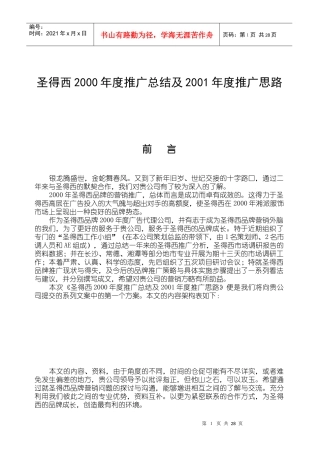 圣得西某某年度推广总结及某某年度推广思路)