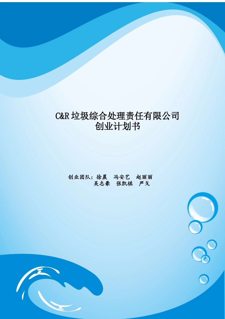 垃圾综合处理责任有限公司创业计划书_第1页