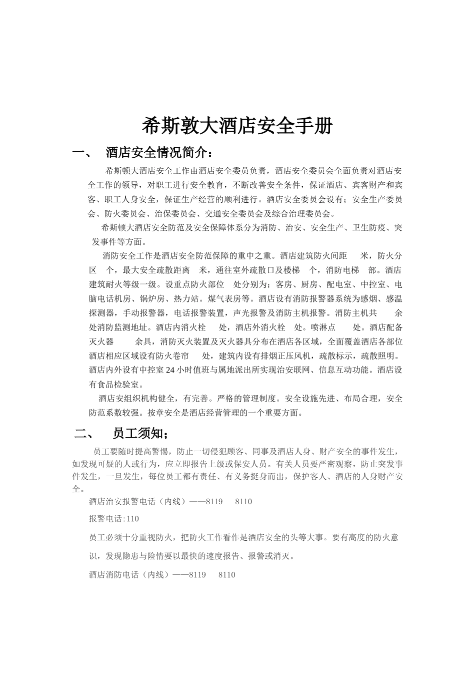 希斯敦大酒店安全手册_第3页