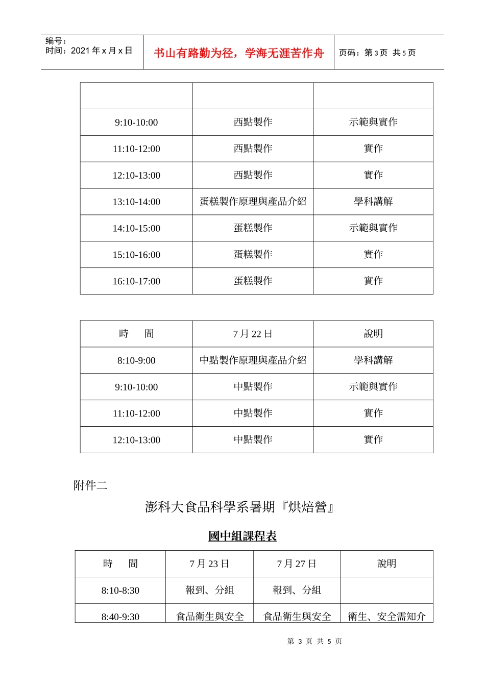 国立澎湖科技大学暑期营队活动企划书_第3页
