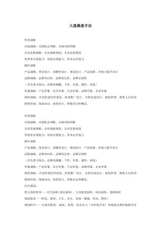 房地产大盘操盘手法