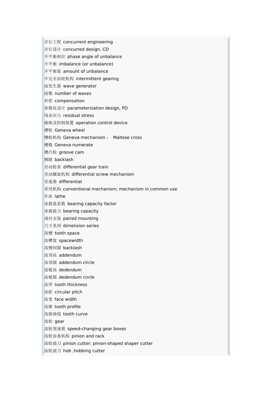 常用机械专业术语中英文对照_第2页