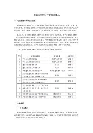 建筑防水材料行业基本概况