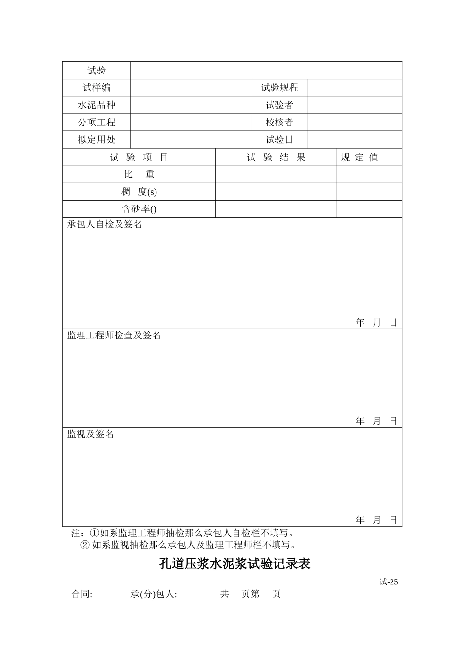 高速公路淮北段路基工程建设项目测量试验表_第2页