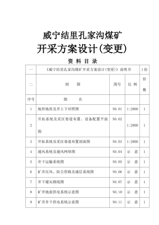 威宁孔家沟煤矿开采方案设计(定稿)