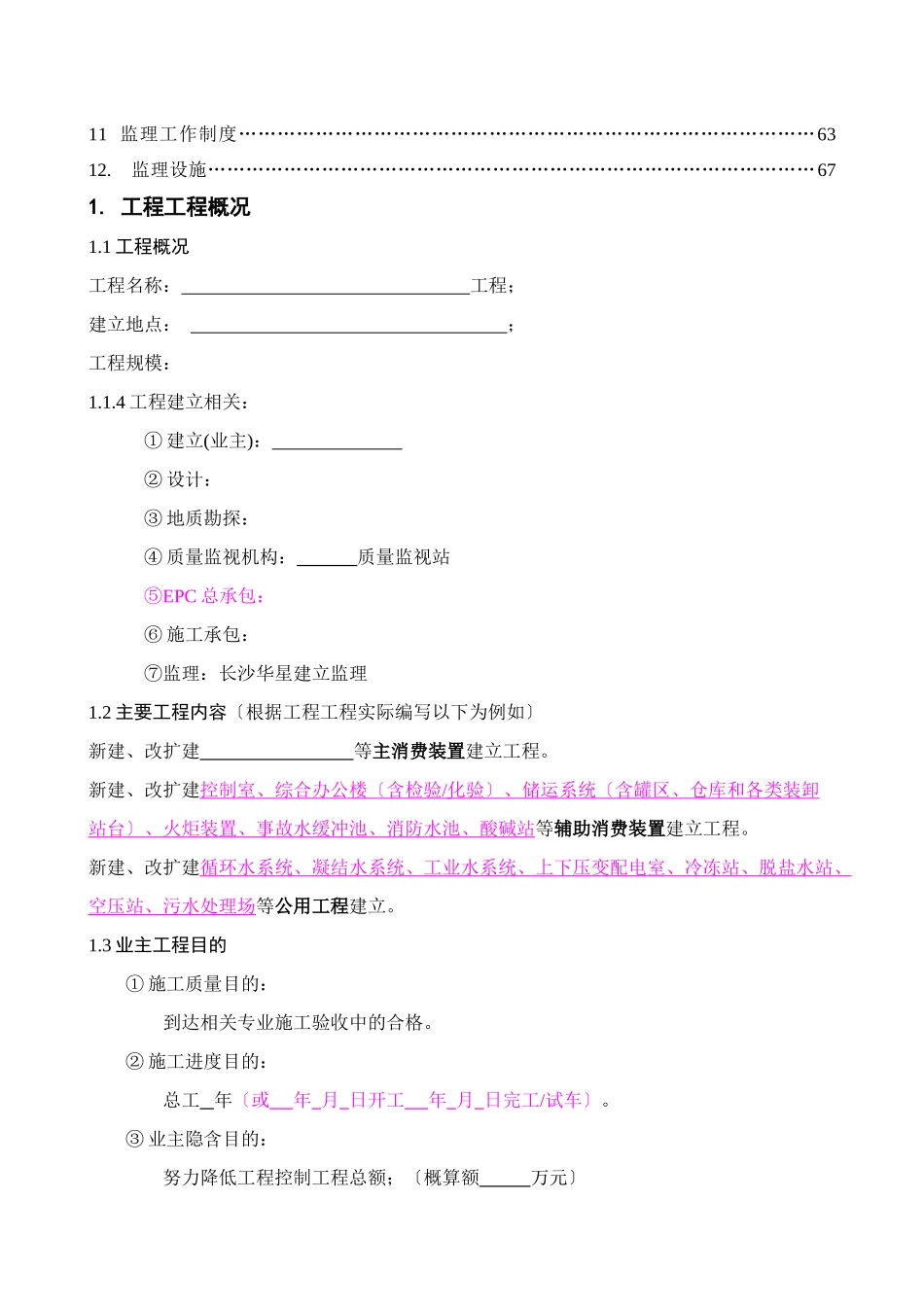 石化项目工程监理规划(范本)_第3页