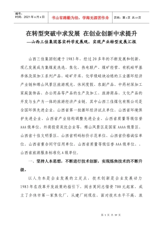在转型突破中求发展