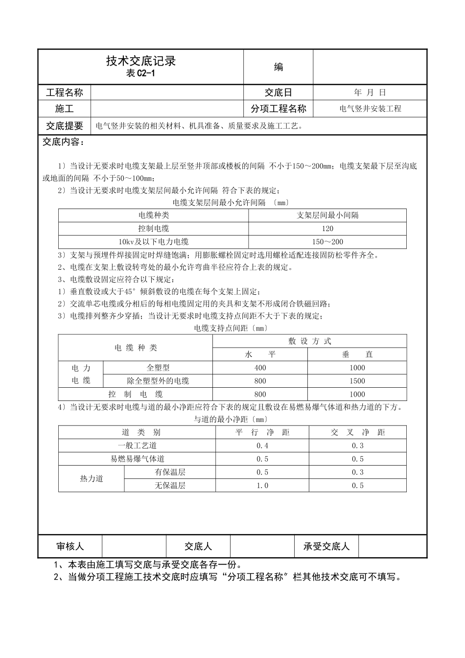 电气竖井安装工程技术交底记录_第2页
