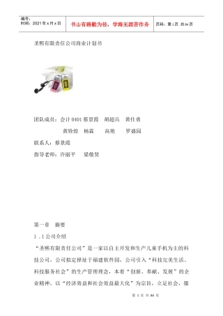 圣熙有限责任公司商业计划书（DOC82页）
