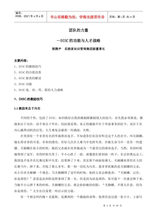 团队的力量-DISC的功能与人才战略