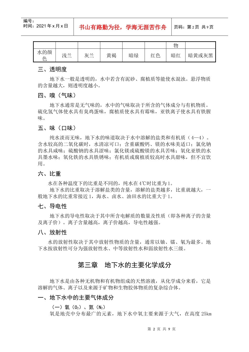 地下水按含水空间、分类、特征及地下水物化性质与国民经济发展的关系_第2页