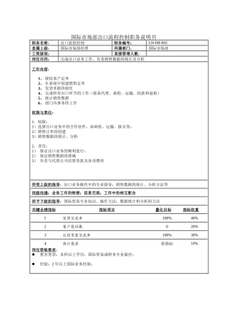 国际市场部出口流程控制职务说明书