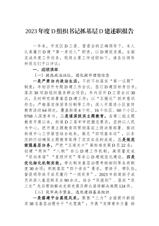 2023年度党组织书记抓基层党建述职报告