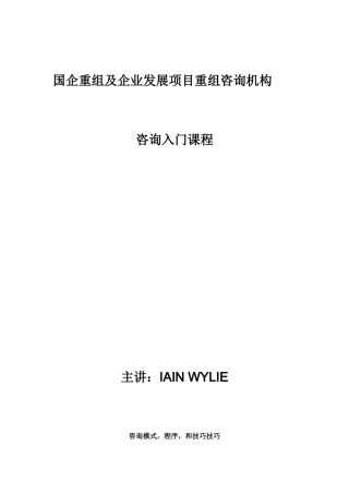 国企重组及企业发展项目重组咨询机构--咨询入门课程