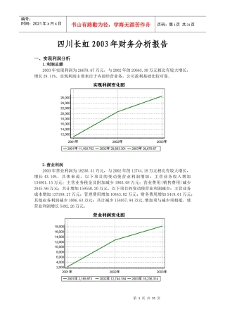 四川长虹公司年度财务分析报告