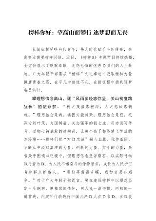榜样你好：望高山而攀行 逐梦想而无畏