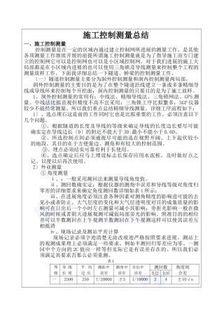 隧道施工控制测量总结