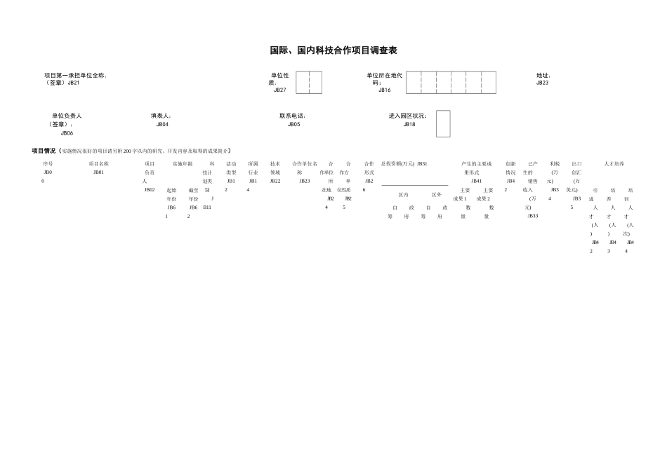 国际、国内科技合作项目调查表_第1页