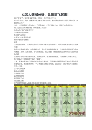 女装大数据分析让销量飞起来！