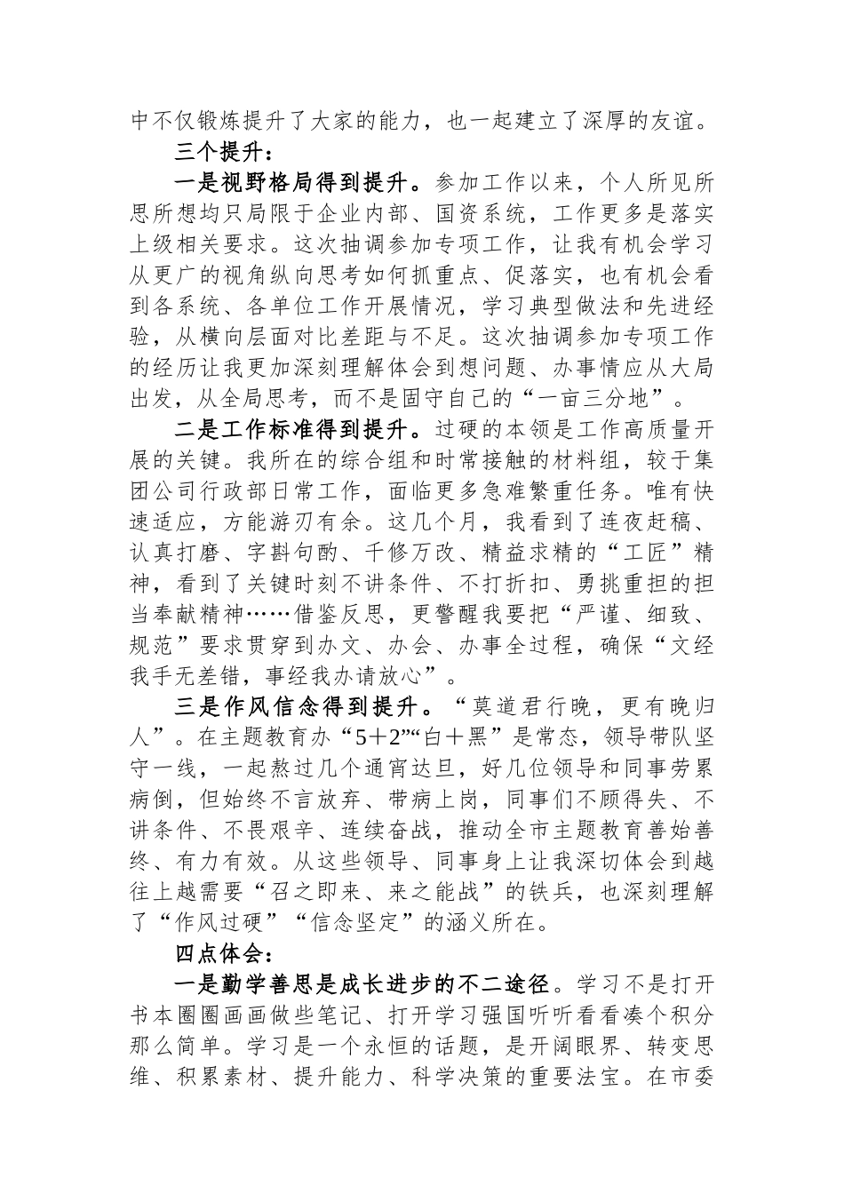 抽调市委主题教育办参加专项工作心得体会_第2页