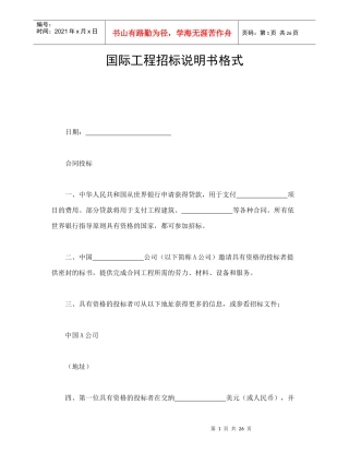 国际工程招标说明书格式（DOC29页）