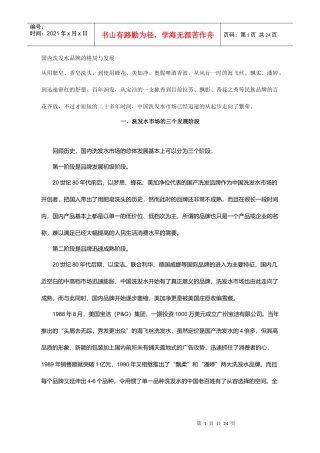 国内洗发水品牌的格局与发展阶段
