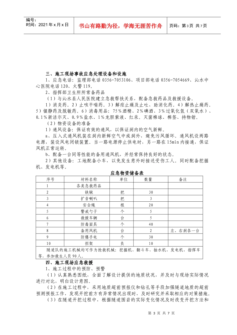 坍塌、冒顶应急预案_第3页