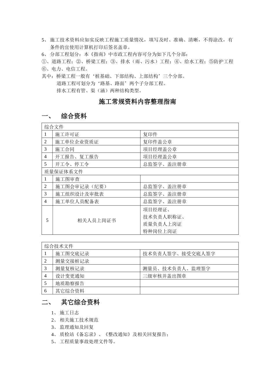 市政工程常用质量检验标准及施工资料整理指南_第3页
