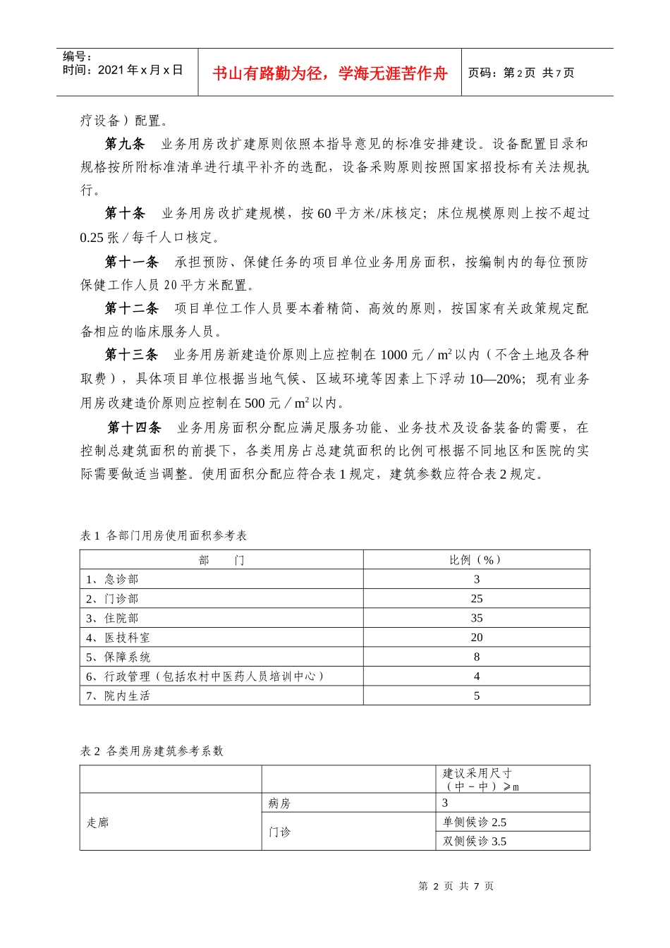 国债项目乡镇卫生院建设指导意见_第2页