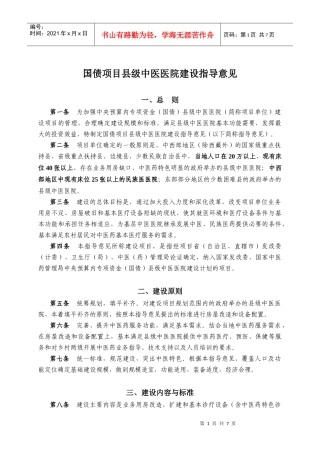 国债项目乡镇卫生院建设指导意见
