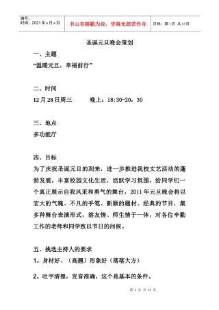 圣诞元旦晚会策划