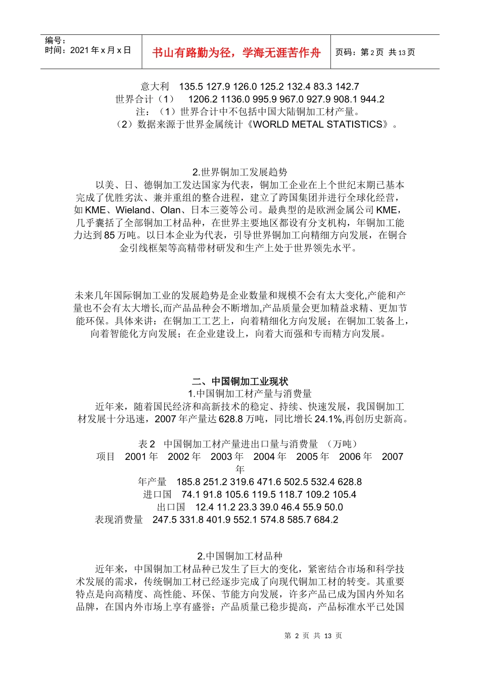 国内外铜加工现状及我国铜加工发展战略_第2页