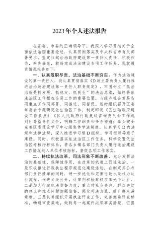 2023年个人述法报告