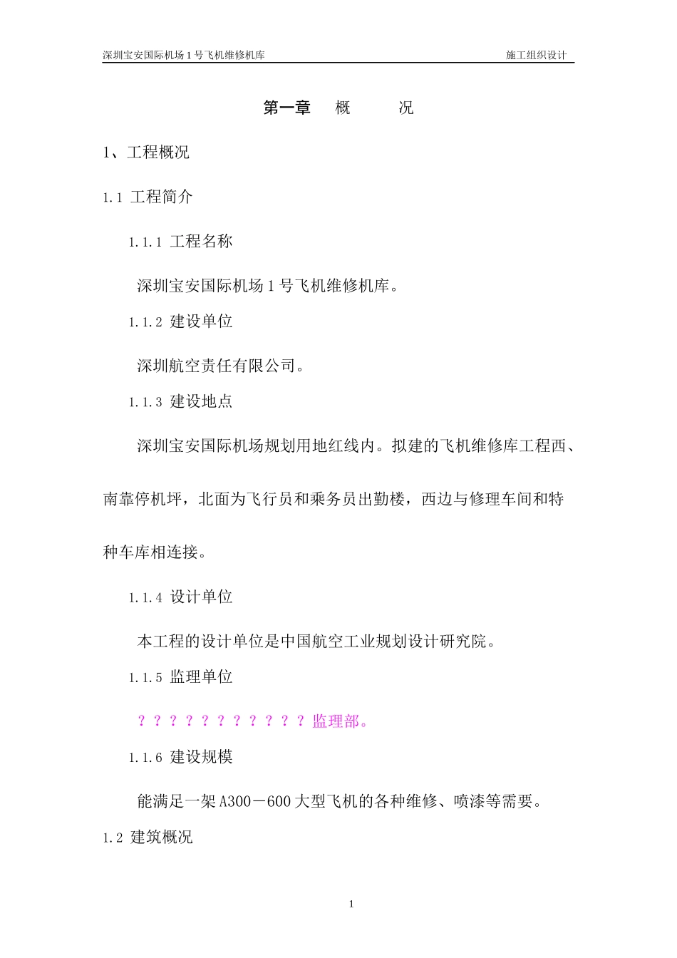 国际机场飞机维修机库施工组织设计_第1页