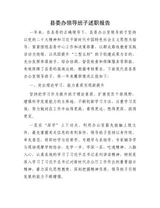 县委办领导班子述职报告