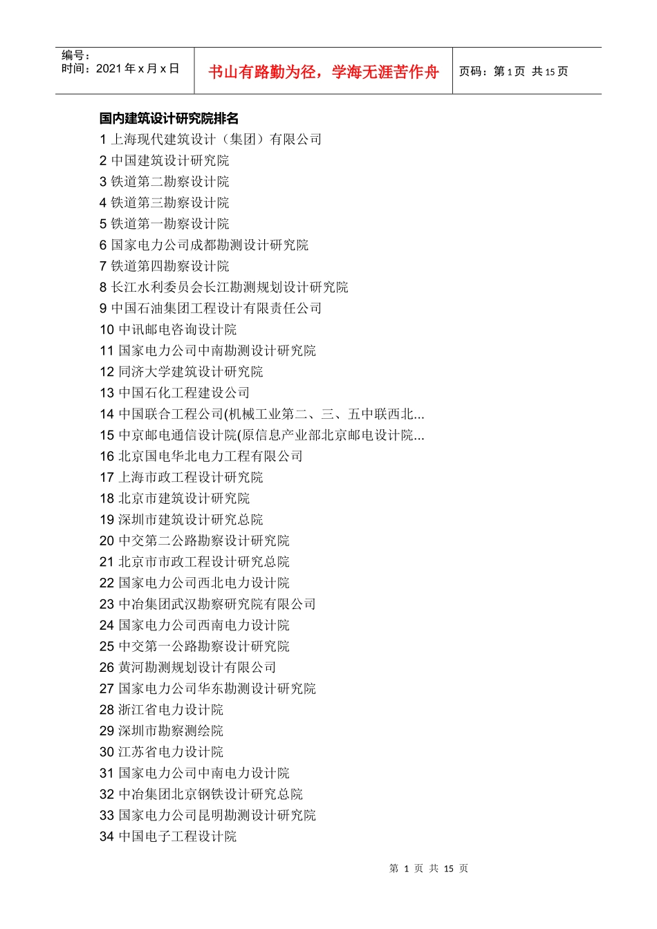 国内建筑设计研究院排名_第1页