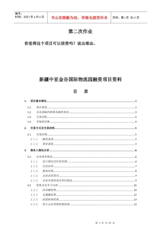 国际物流园融资项目资料