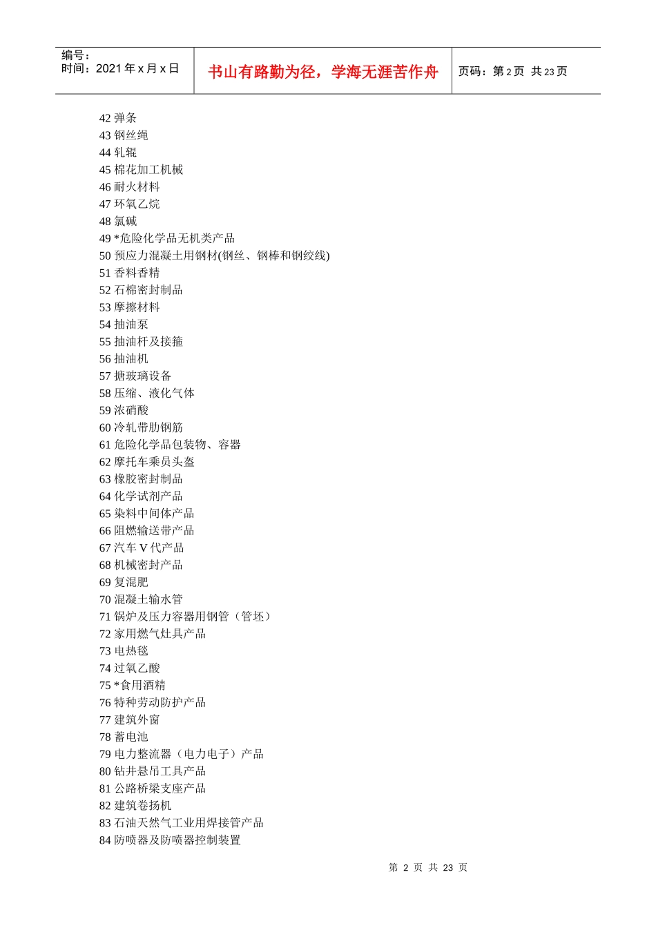 国家实施生产许可证产品目录_第2页