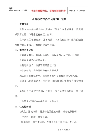 圣宫布达拉养生会馆策划方案