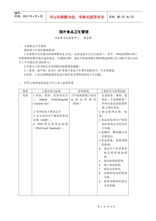 国外食品卫生管理研究