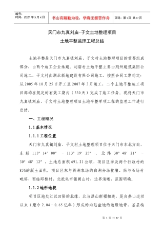 土地平整监理工作总结