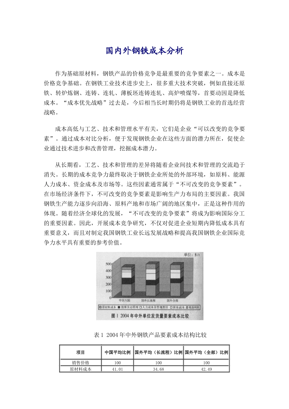 国内外钢铁产品成本分析讨论_第1页